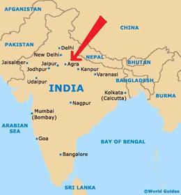 Taj Mahal on a map