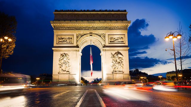 The Arc de Triomphe at night