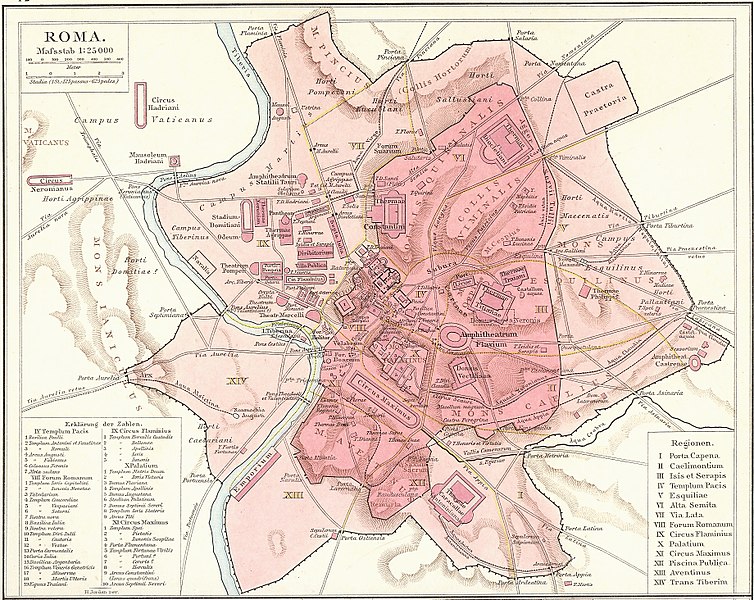Trajan's Column on a map