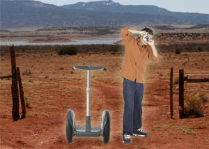 Man with a seway, taking a picture